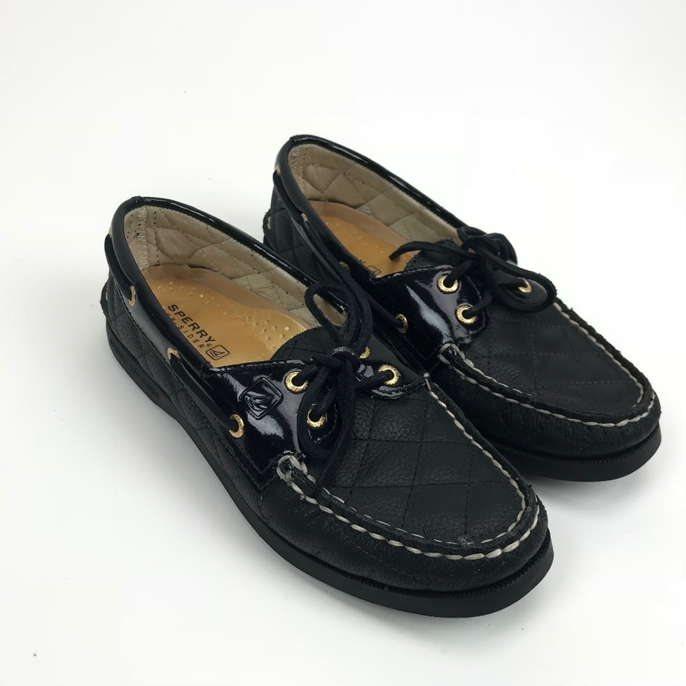 Sperry Top Slider Womens Black Quilted Boat 6.5M